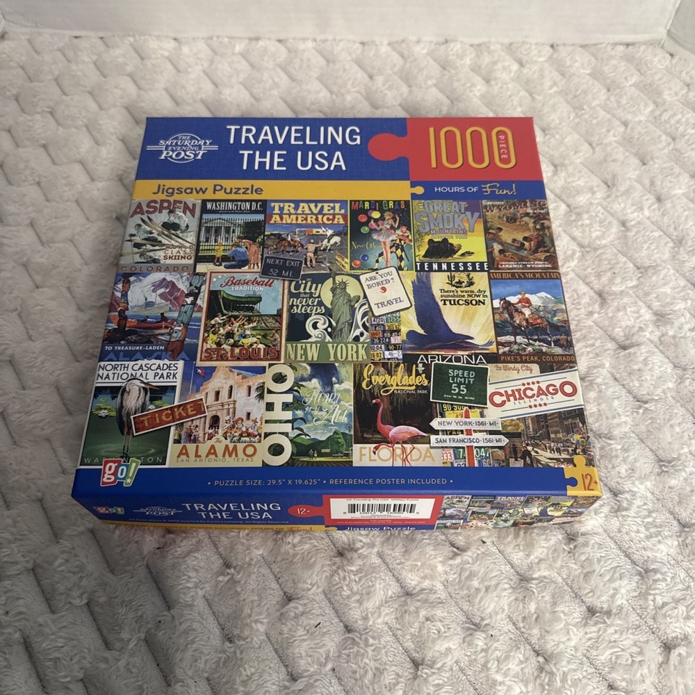 Jigsaw Puzzle Traveling the USA 1000 pieces The Saturday evening Post Complete